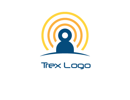abstract person placed in front of communication circles logo