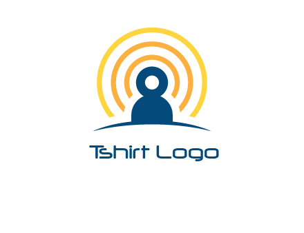 abstract person placed in front of communication circles logo