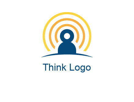 abstract person placed in front of communication circles logo