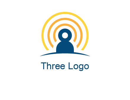abstract person placed in front of communication circles logo