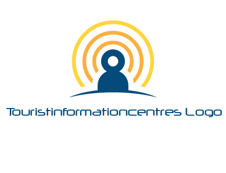abstract person placed in front of communication circles logo