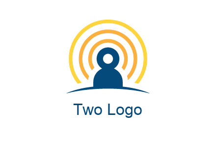 abstract person placed in front of communication circles logo
