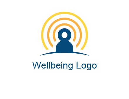 abstract person placed in front of communication circles logo