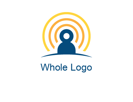 abstract person placed in front of communication circles logo