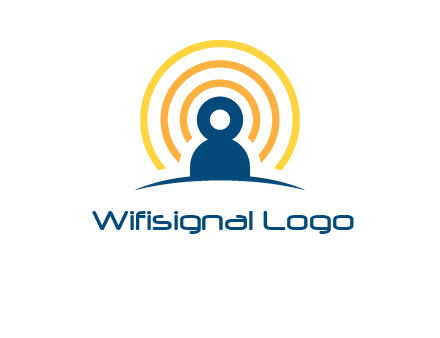 abstract person placed in front of communication circles logo