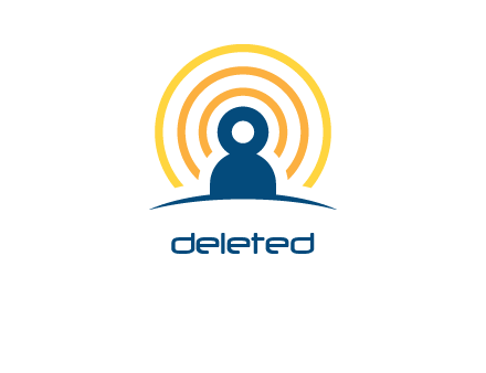 abstract person placed in front of communication circles logo