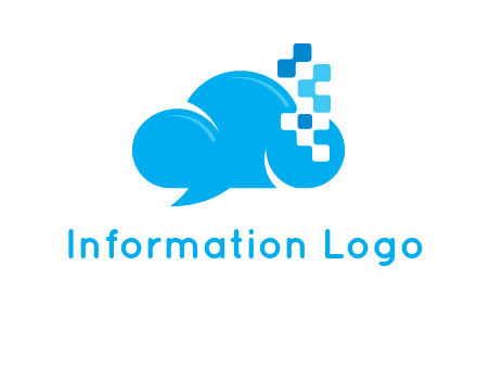 cloud forming speech bubble with technology squares connection logo