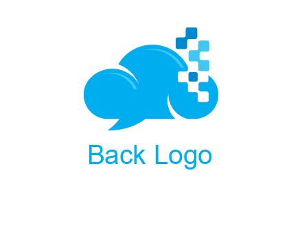 cloud forming speech bubble with technology squares connection logo