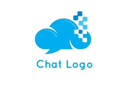 cloud forming speech bubble with technology squares connection logo