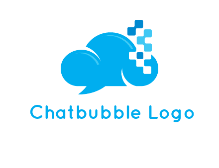 cloud forming speech bubble with technology squares connection logo