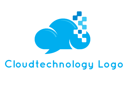 cloud forming speech bubble with technology squares connection logo