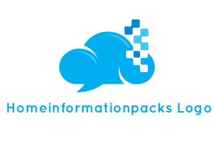 cloud forming speech bubble with technology squares connection logo