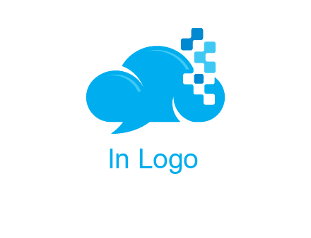 cloud forming speech bubble with technology squares connection logo