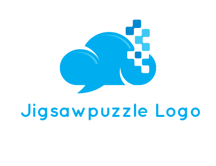 cloud forming speech bubble with technology squares connection logo