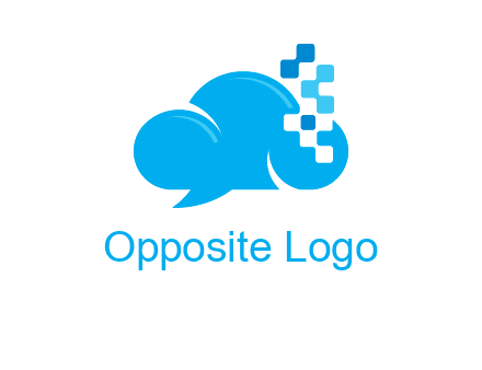 cloud forming speech bubble with technology squares connection logo