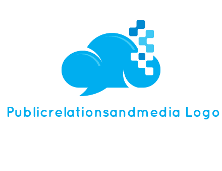 cloud forming speech bubble with technology squares connection logo