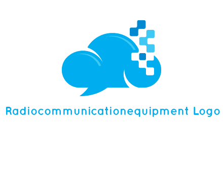 cloud forming speech bubble with technology squares connection logo