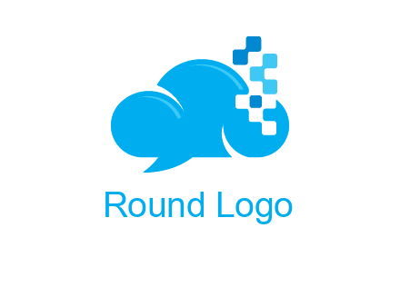 cloud forming speech bubble with technology squares connection logo