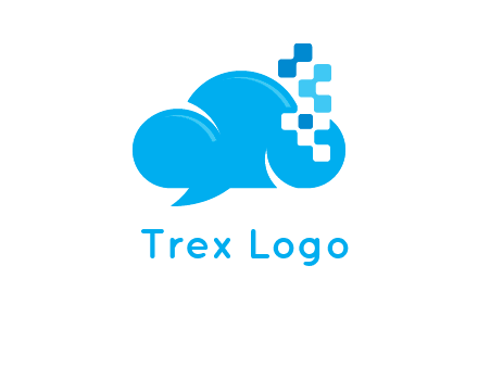 cloud forming speech bubble with technology squares connection logo