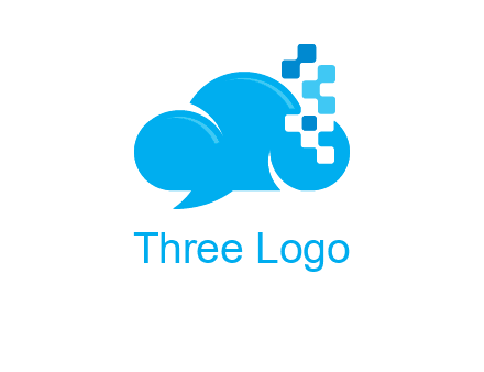 cloud forming speech bubble with technology squares connection logo