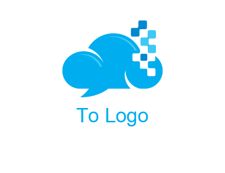 cloud forming speech bubble with technology squares connection logo