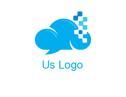cloud forming speech bubble with technology squares connection logo