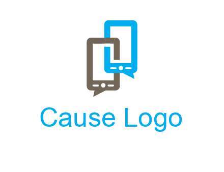 two cell phone incorporated with speech bubbles logo