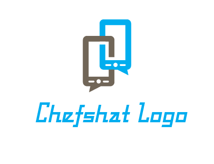two cell phone incorporated with speech bubbles logo