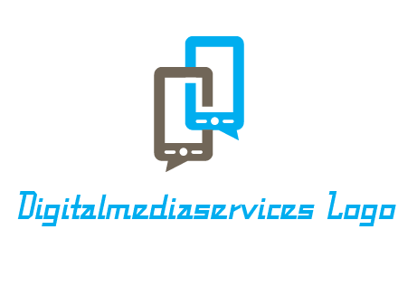 two cell phone incorporated with speech bubbles logo