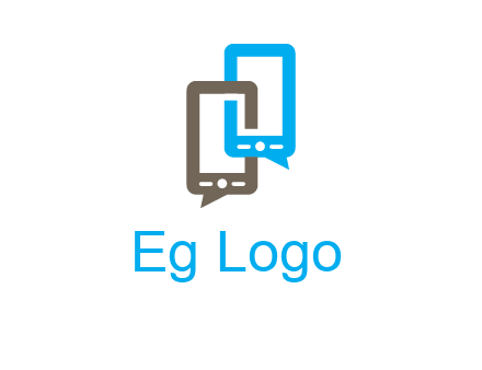 two cell phone incorporated with speech bubbles logo