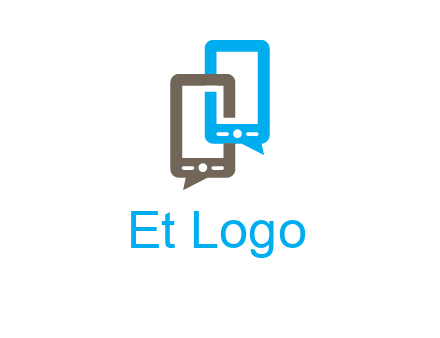 two cell phone incorporated with speech bubbles logo