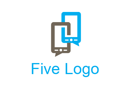 two cell phone incorporated with speech bubbles logo