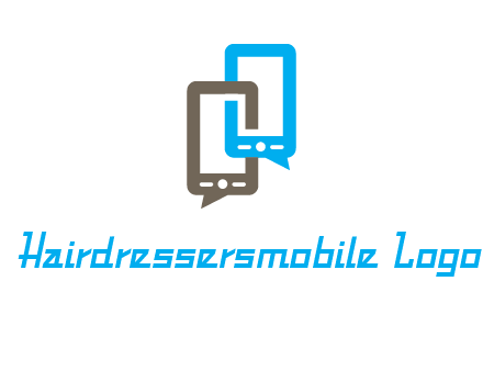 two cell phone incorporated with speech bubbles logo