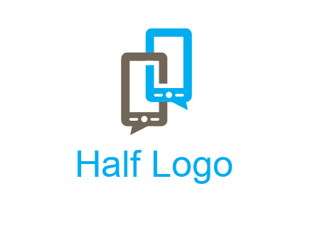 two cell phone incorporated with speech bubbles logo