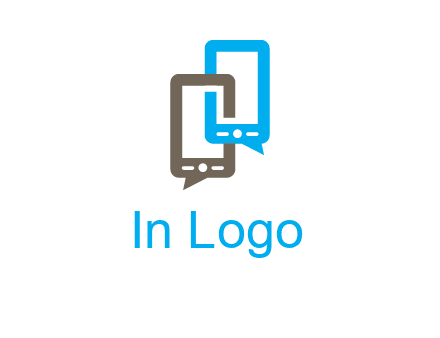 two cell phone incorporated with speech bubbles logo