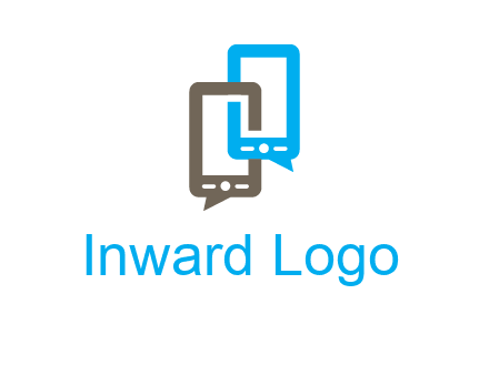 two cell phone incorporated with speech bubbles logo
