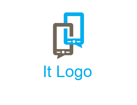 two cell phone incorporated with speech bubbles logo