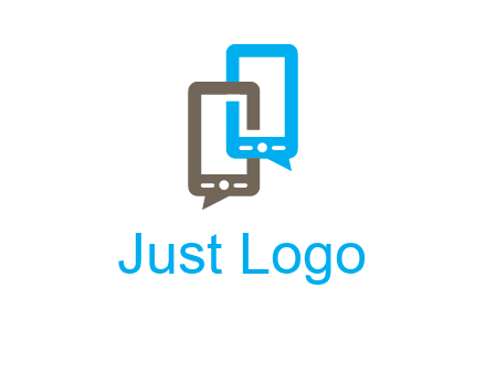 two cell phone incorporated with speech bubbles logo