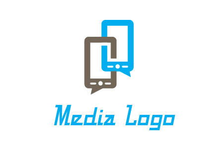 two cell phone incorporated with speech bubbles logo