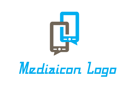 two cell phone incorporated with speech bubbles logo
