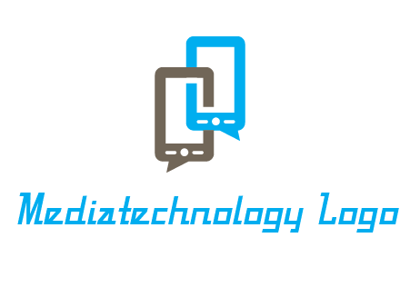 two cell phone incorporated with speech bubbles logo