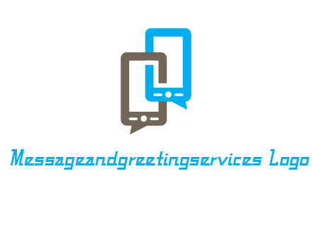 two cell phone incorporated with speech bubbles logo