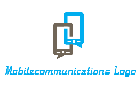 two cell phone incorporated with speech bubbles logo