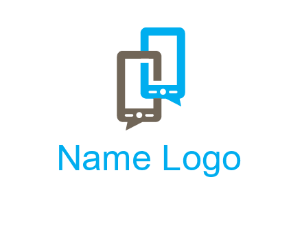 two cell phone incorporated with speech bubbles logo