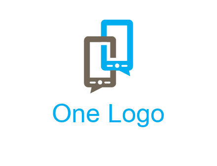 two cell phone incorporated with speech bubbles logo