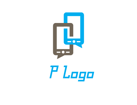 two cell phone incorporated with speech bubbles logo