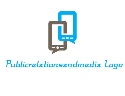 two cell phone incorporated with speech bubbles logo