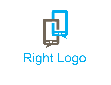 two cell phone incorporated with speech bubbles logo