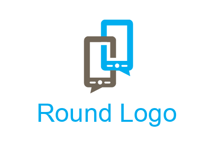 two cell phone incorporated with speech bubbles logo