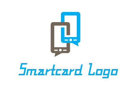 two cell phone incorporated with speech bubbles logo